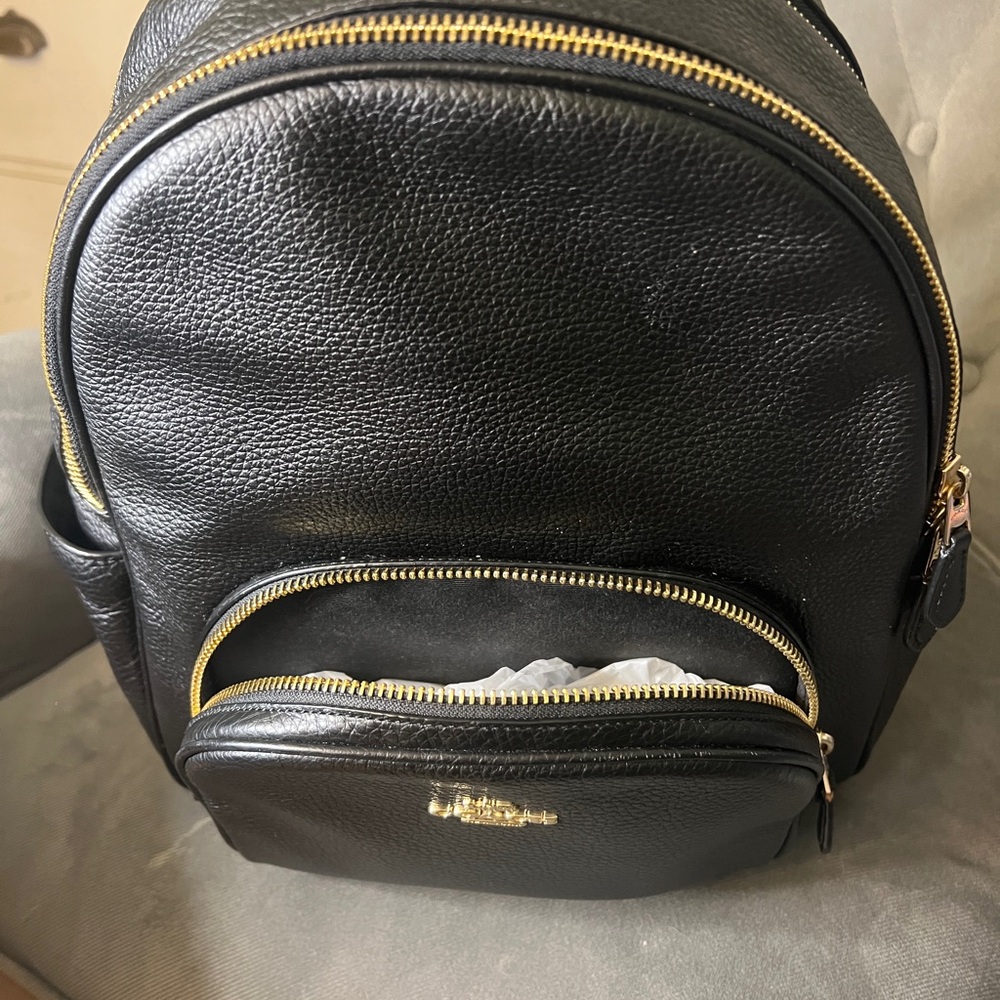 Coach Black Leather Women’s Backpack with Gold Accents - Picture 5 of 6